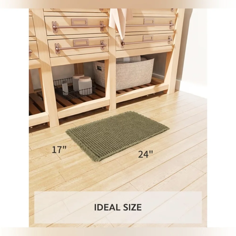 Olive Textured Bath Mat